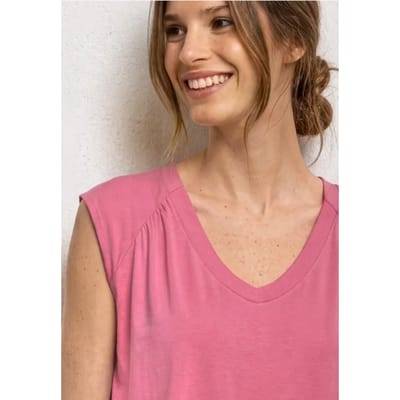Shirt met afhangende schouders en elastische zoom