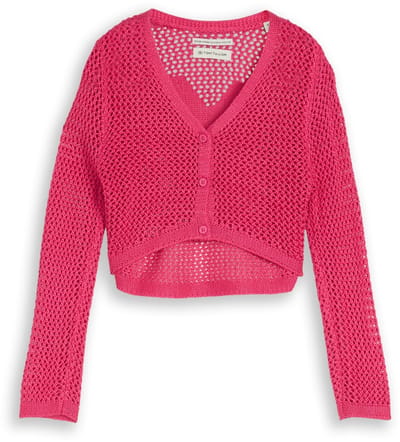 Tom Tailor - Cropped vest met patroon op de rug - Maat 92/98 - Flashy Pink