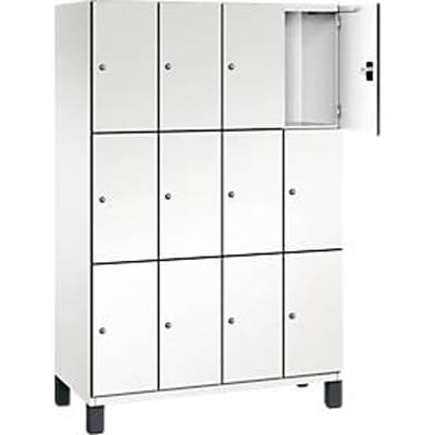 C+P Cambio lockerkast, 4 vakken, 12 vakken, op poten, B 1200 x D 525 x H 1980 mm, verkeerswit/wit