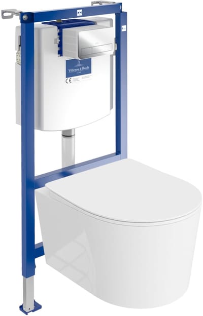 Villeroy&Boch Inbouwreservoir Complete Toiletset ViConnect H112 - Inbouw WC Hangtoilet Wandcloset LOSO - Bedieningsplaat Chroom - Voorwandelement voor toilet - Installatiesysteem