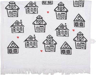 Clayre & Eef Gastendoekje 40x66 cm Wit Zwart Katoen Gingerbread house