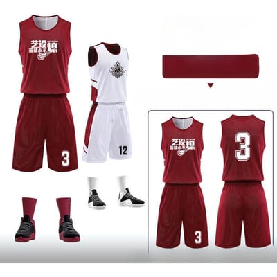Ensemble de Maillot de Basket-ball Double Face pour Homme Tissu en Maille Respirant Réversible Imprimé Maillot de Basket-ball Entraînement Match Uniforme d'Équipe 5XL