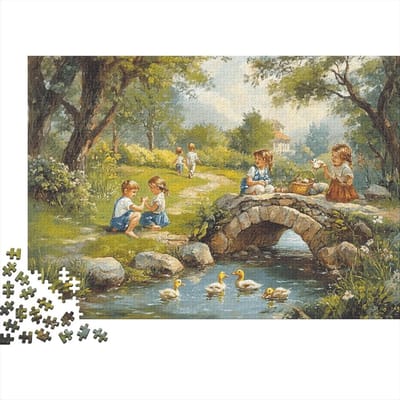 Countryside picknickpuzzel 1000 stukjes papier voor volwassenen stenen brug puzzel voor familie ontspanning huis 38 x 26 cm / 1000 stuks