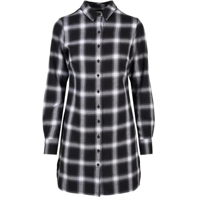 Urban Classics - Cotton Check Shirt Korte jurk - XS - Zwart/Wit