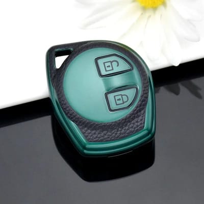 Porte-clé Coque Auto Pour Suzuki Sx4 Window Vitara Amagatarai Swift Grand Liana 2 Boutons Housse de Clé à Distance en Cuir TPU blue