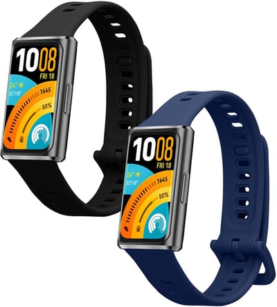 kwmobile 2x horlogebandjes geschikt voor Huawei Band 11 / Band 11 Pro bandje - Smartwatch bandjes van TPU - Activity tracker horloge band in zwart / donkerblauw