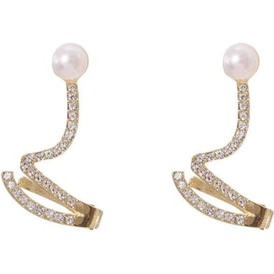 1 paar glanzende strass imitatie parel oorbellen voor vrouwen mode oorstekers oor bot clip meisjes sieraden voor feest 1 pair white