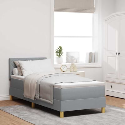 vidaXL - Boxspring - bed - met - kussen - Lichtgrijs - 80 - x - 200 - cm - Stof
