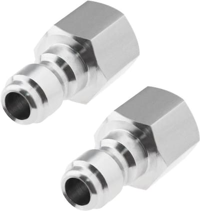 Hogedrukreiniger Adapter - 1/4 Inch Vrouwelijke BSP Fitting - Quick Connect Plug - 304 Roestvrij Stalen Koppeling - Uitlaat Spuitlans - 5000 PSI - Hogedruk Spuitmondstukные - Geschikt voor Hogedrukreiniger - Roestvrij Staal - 2 Stuks.