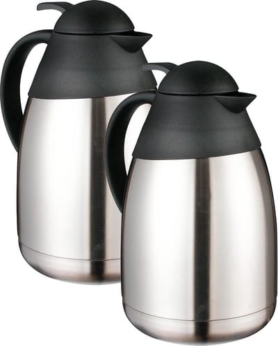 Haushalt Thermoskan - 2x - 1.5L - dubbelwandig - RVS - mat - koffie / thee