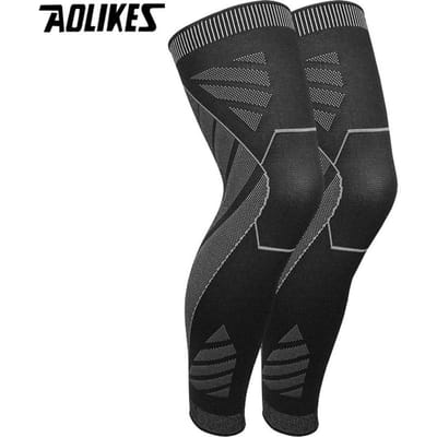 Aolikes Lange Onderbeen Compressiehoezen Volledige Beenhoes Lange Kniebrace Knieverzorging Bescherming Basketbalvoetbal Kniepijn Verlichting M