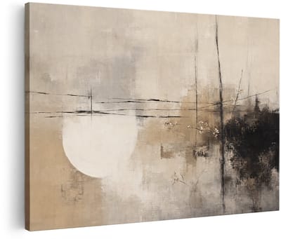 Artaza Canvas Schilderij Abstract Grijs Beige - Moderne Kunst - 30x20 cm - Klein - Wanddecoratie Woonkamer - Schilderijen - Muurdecoratie