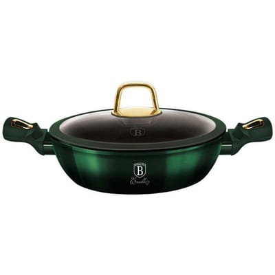 Berlinger Haus 6060 - Lage Braadpan met titanium coating - 28 cm - met deksel - Emerald Collection