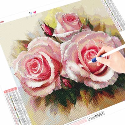 5D Diamond Painting volledige ronde bloem Diamond borduurwerk Rose Cross Stitch Scenic 30x30CM beige