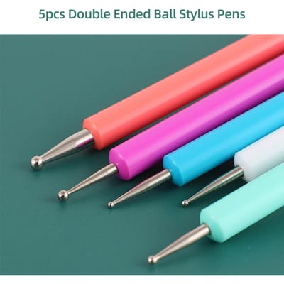 Lot de 5 outils à pointiller à double extrémité pour le traçage de motifs, stylo à bille pour peinture de mandala sur roches, motif de gaufrage, poterie multicolore