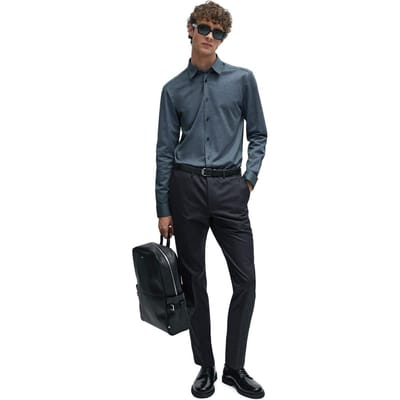 Hugo Boss Herenoverhemd van Roan Kent: Oxford-model met lange mouwen en knoopsluiting (Donkerblauw)