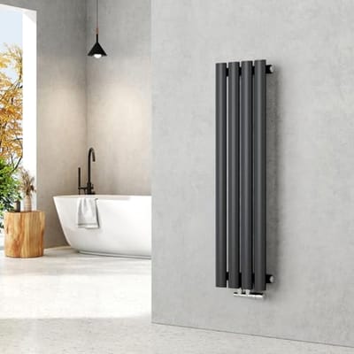 Kleine Paneelradiator 900 x 240 mm - Design Oval, Vertical, Anthraciet, 266 Watt