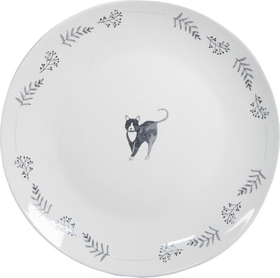 Clayre & Eef Ontbijtbord Ø 20 cm Wit Keramiek Katten