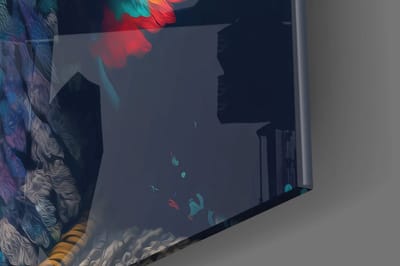 Glasschilderij – Vrouw met Tattoo – 72x46 cm – Moderne Portretkunst op Gehard Glas