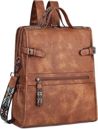 Leren Laptop Rugzak - Dames Rugzak - Werk Reizen - Waterproof Vegan Leer - 39.88 cm Hoog - Zwart