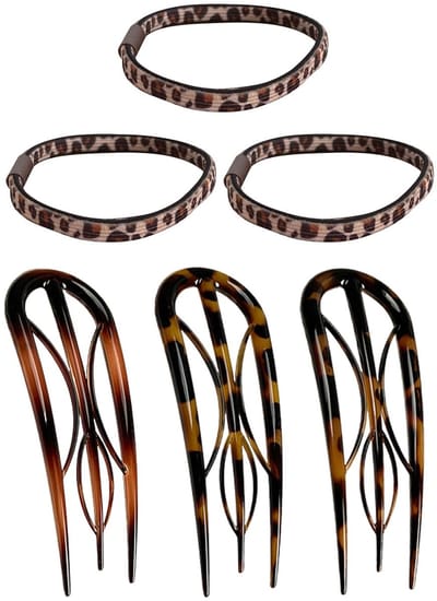 Dailygoods- Haarspeldstukken U-vormig - Elastische Haarring 3 Stuks - Haaraccessoires Meisje - Modieuze Haaraccessoires - Acryl/Stof - Luipaardpatroon