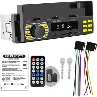 Récepteur stéréo de voiture BT, lecteur MP3 multifonctionnel, Radio FM, appel mains libres, carte u-diskTF, Aux-in noir