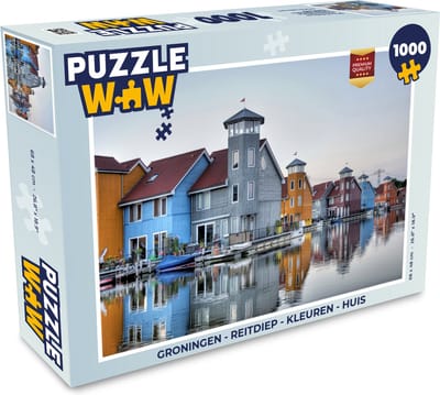 Puzzel Groningen - Reitdiep - Kleuren - Huis - Legpuzzel - Puzzel 1000 stukjes volwassenen
