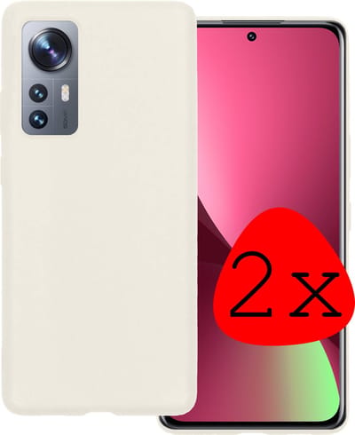 Hoesje 2 Stuks - Geschikt voor Xiaomi 12 - Sterk & Shockproof - Case Siliconen - Back Cover - Telefoon Hoes - Wit