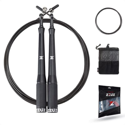 ZEUZ Professioneel Springtouw voor CrossFit & Fitness – Verstelbaar – Speed Rope – Volwassenen – SR-2 - Zwart
