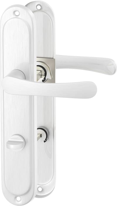 ERGO line Deurbeslag set Binnendeur - Malmo - Klassiek Zilver Deurkruk - voor toilet/badkamer TL63-8 - Deurklink met schild, krukgarnituur, langschild deurkrukset, deurgrepen voor badkamerdeuren