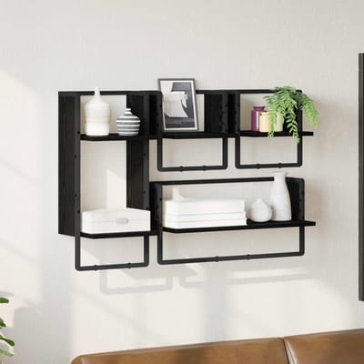 vidaXL Wandplankenset 4 st Zwart Eiken 65 x 25 x 30 cm Bewerkt hout