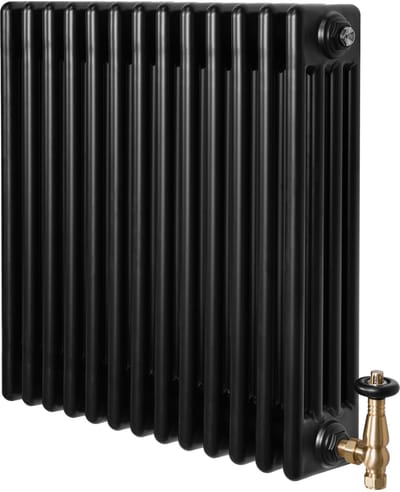 4-kolomsradiator - zwart - 600x605 mm - thermostaatkraan