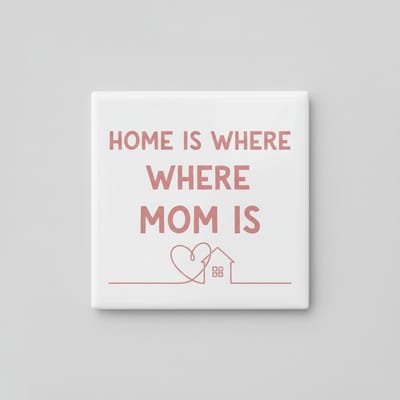 Home Is Where Mom Is Decoratieve Tegel – Liefdevolle Familie Tekst Wanddecoratie – Keramische Tegel 15 × 15 cm