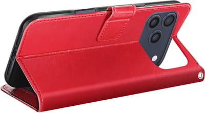 Mayaxess, Hoesje geschikt voor iPhone 17 Pro Max - Wallet Case met Koord & Stand, Rood
