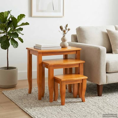 vidaXL Geneste Bijzettafels 3 st Naturel 60 x 45 x 60,5 cm