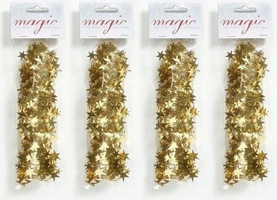 4x Kerstslingers goud 750cm - Guirlandes folie lametta - Gouden kerstboom versieringen