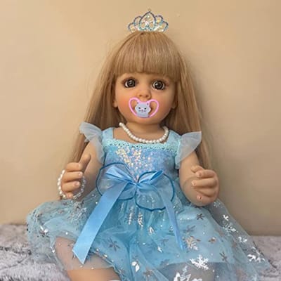 Babypop - Levensechte pop - Verzamelen en rollenspel - Volledig siliconen vinyl - 55 cm - Blauw