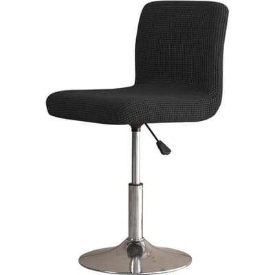 1PC Jacquard Barkruk Stoelhoes Elastisch Kort Rugleuning Bureaustoel Slipcover Effen Kleur Krukhoezen voor Eetkamer Hotel 1pc chair cover black