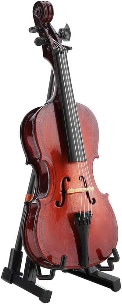 Miniatuur Cello 5.5 inch in prachtige muziekdecoraties met mooie hoes, perfect voor boekenplanken en bureaus, ideaal voor muziekliefhebbers en decoratie