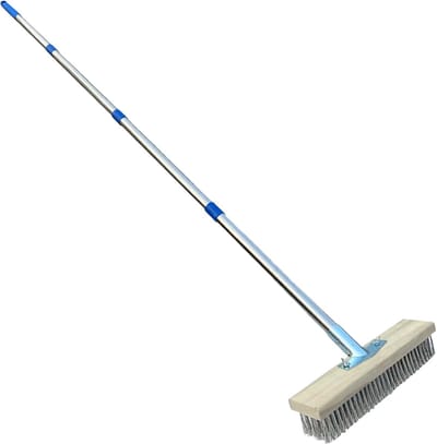 Zware Buitenbezem - Terras Schrobber - Onkruid Verwijderen - Lange Roestvrijstalen Steel - 30 cm Breed