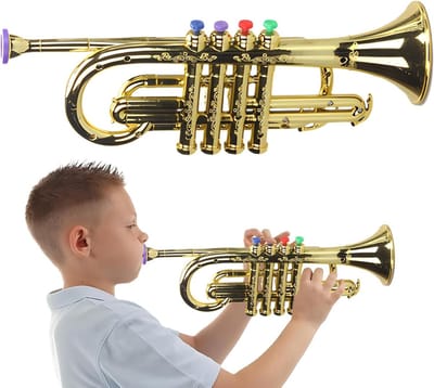 Kindertrompet - Speelgoedinstrument - Muziekonderwijs - Verbeterde Coördinatie - 418 cm - Goud