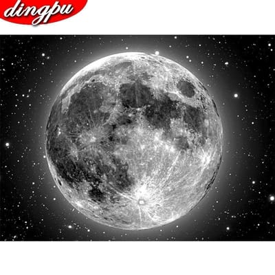 Broderie Diamant Paysage Arrivées Peinture Lune Décoration Maison DIY 20X30CM gray
