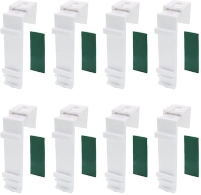 Dailygoods- Klemhouders 8 stuks - Lange Klemhouders - Bevestiging zonder boren - Geschikt voor PVC/Houten Ramen - Sterke Lijm - Robuuste Constructie - Rolgordijnbevestiging