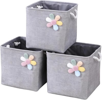 Famanu – Opvouwbare stoffen opbergmand voor kleding en accessoires, compacte plankmand met stevige vorm, grijs
