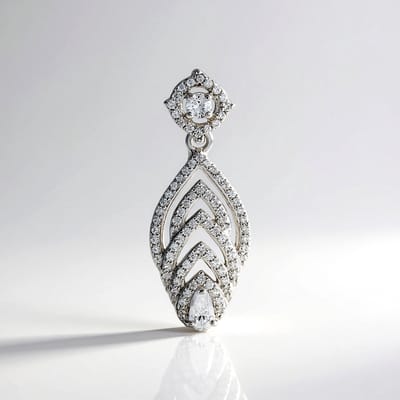 Cavill - Zilveren Hanger - 925 Sterling Zilver met 0 96 ct Cambodjaanse Zirkoon Peervormig en Rond - Elegante Stralende Sieraad 31x12 mm