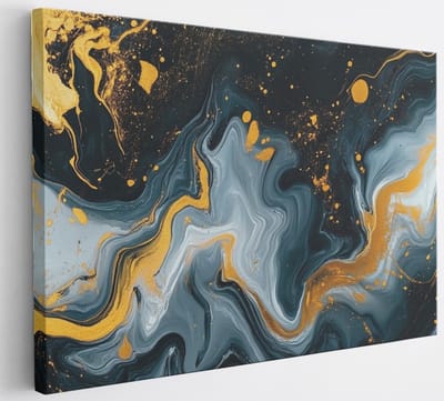 Saammp Canvas Schilderij - Vloeibaar - Blauw - Abstract kunstwerk - 30x20 - Foto op canvas - Wanddecoratie - Muurdecoratie Woonkamer - Slaapkamer decoratie - Canvas Print