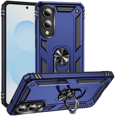 Coverup Hoesje - Geschikt voor Samsung Galaxy S25 Edge Hoesje - Coverup Armor Ring Kickstand Back Cover - Blauw
