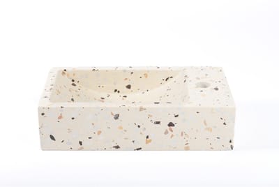 FugaFlow Efficiente Pietra Fontein - 40x22x10cm - rechthoek - kraangat rechts - terrazzo - mat beige