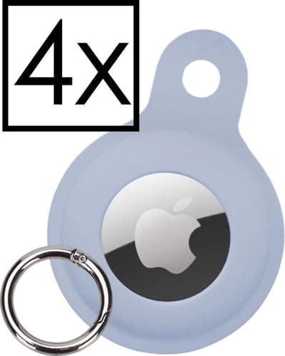 Hoesje Geschikt voor Apple AirTag-Sleutelhanger Houder Siliconen Hoes - Hoes Geschikt voor Apple AirTag Hoesje - Grijsblauw - 4 PACK