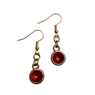 2 Love it Bling - Oorbellen - Lengte 4 cm - Stainless steel - Rood - Goudkleurig
